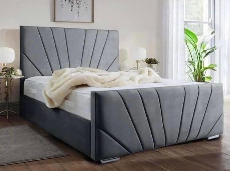 Victoria Plush Velvet Bed, Dark Grey