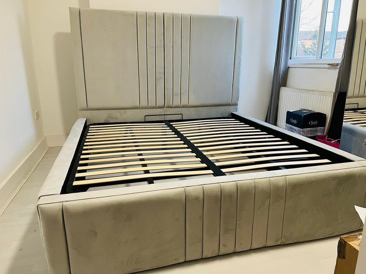 Luxury Milan bed Plush Velvet Bed with Luxury Headboard