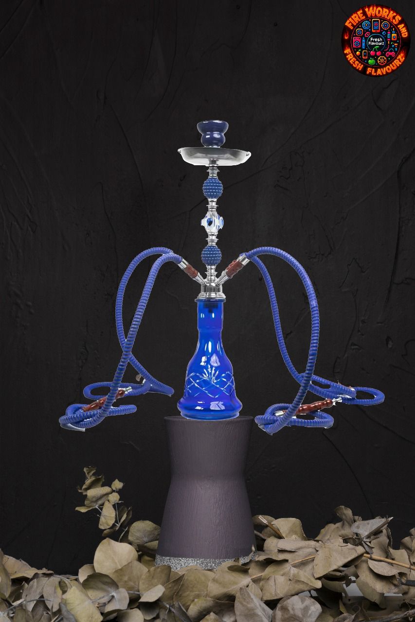 Premium 4-Hose Blue Glass Hookah Set – Multi-Person Shisha Pipe for Smooth Smoke