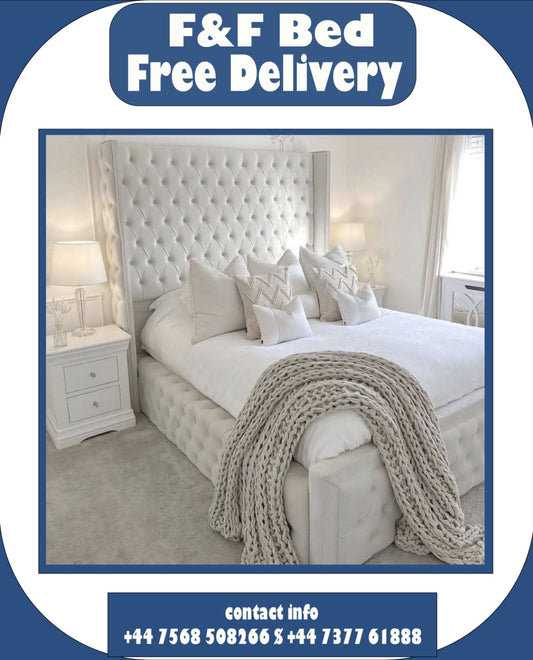 Charlie Luxury Wingback Upholstered Bed - L`AMOUR Beds