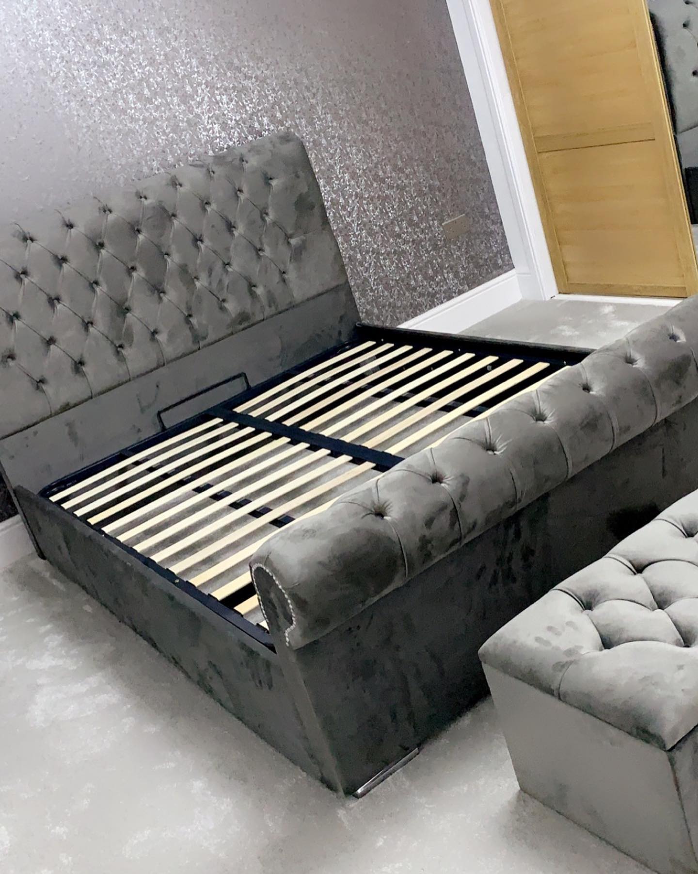 Swan Sleigh bed – Upholstered Bed  From Luxy Furnish