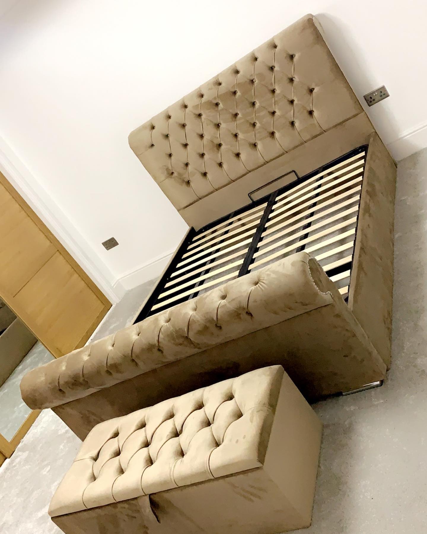 Swan Sleigh bed – Upholstered Bed  From Luxy Furnish