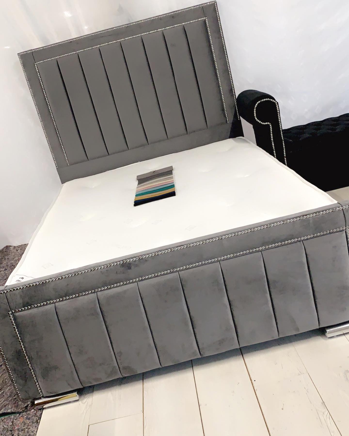 Luxury Panel Bed in Slate Grey