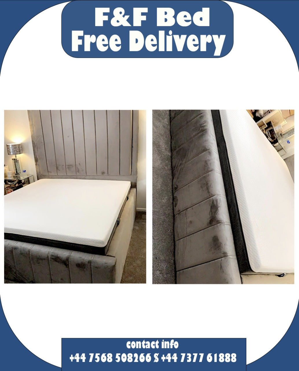 Luxury Panel Bed in Slate Grey