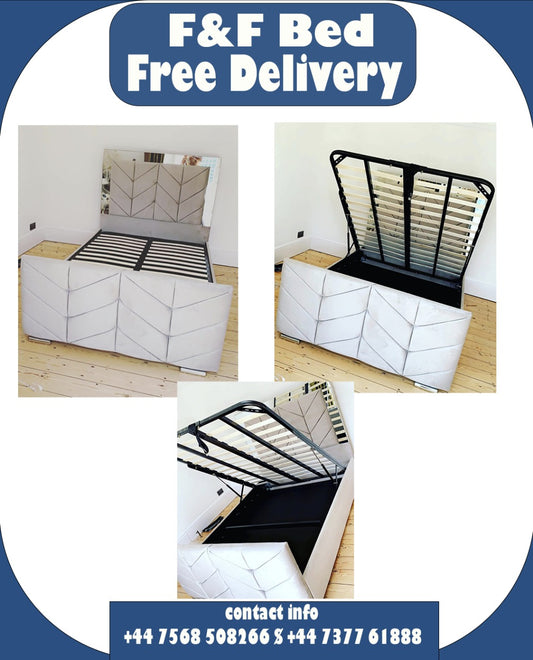 Luxury Upholstered Bed with Hidden Storage & Modern Panel Design – Ideal for Space Saving