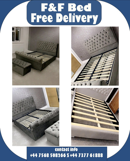 Swan Sleigh bed – Upholstered Bed  From Luxy Furnish