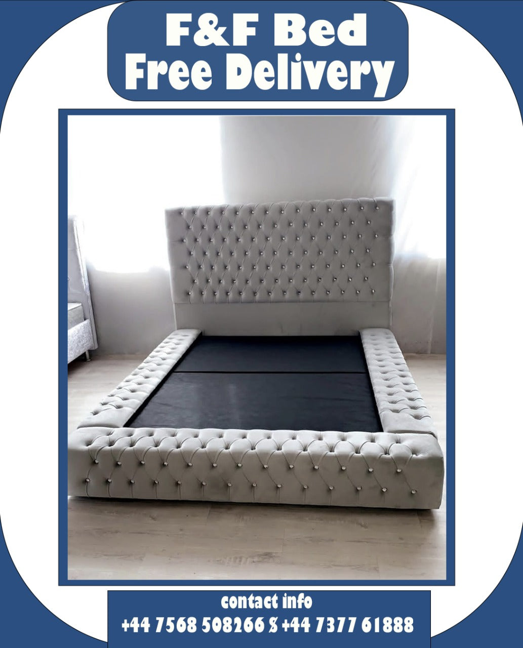 Ambassador Bed in Plush Velvet – Upholstered Frame