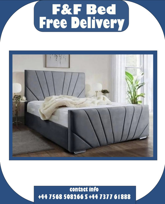 Luxury Plush Velvet Sunrise Bed, Bed Frame, Upholstered