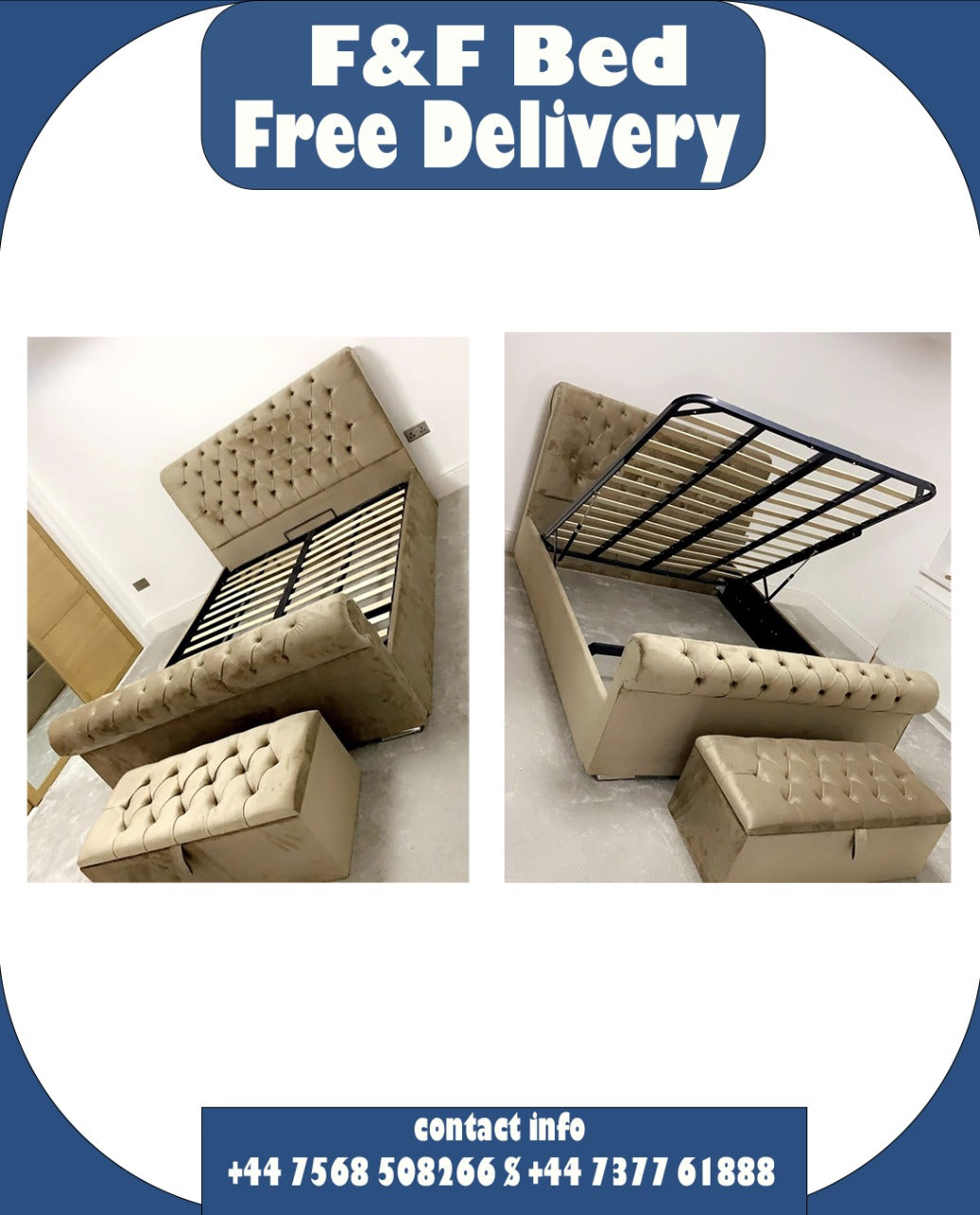 Swan Sleigh bed – Upholstered Bed  From Luxy Furnish