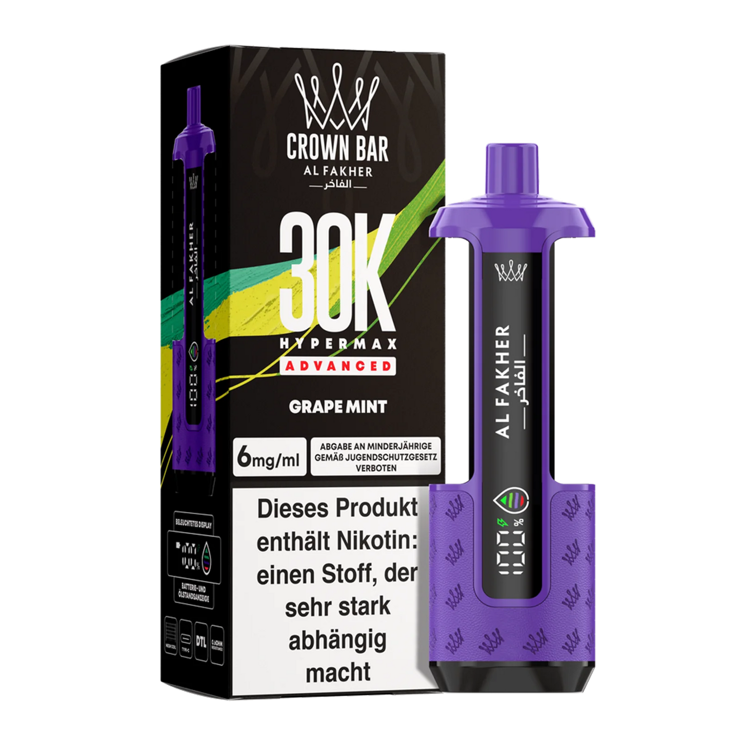Al Fakher - Crown Bar - Hypermax - Advanced - 30K - Grape Mint