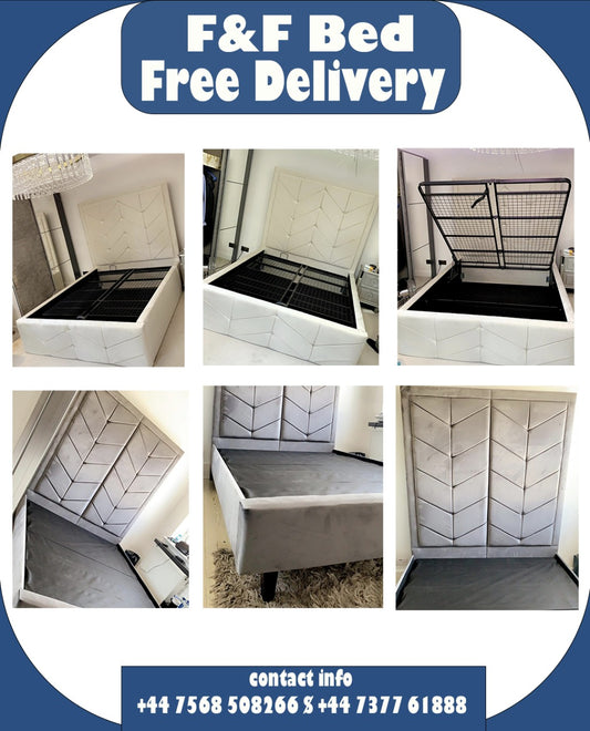 Luxury wall cover,high headboard plush velvet ottoman beds