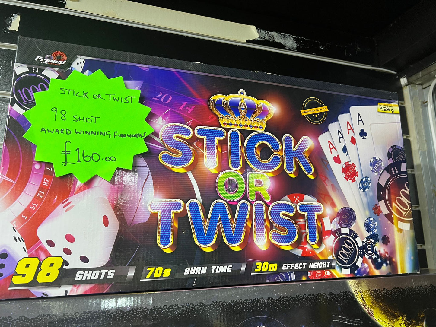 Stick or Twist 98 Shots, Fireworks