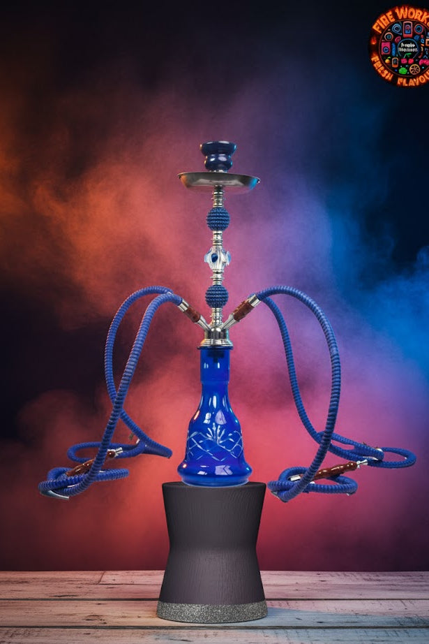 Premium 4-Hose Blue Glass Hookah Set – Multi-Person Shisha Pipe for Smooth Smoke