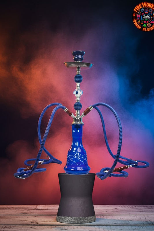 Premium 4-Hose Blue Glass Hookah Set – Multi-Person Shisha Pipe for Smooth Smoke
